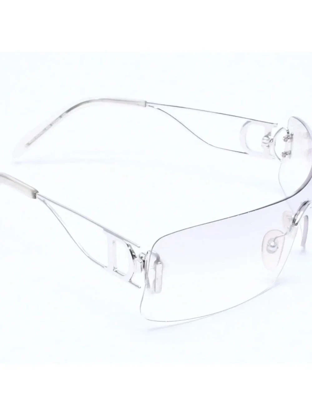 Dior Miss Ella Rimless Sunglasses Shield Gray Silver Eyewear